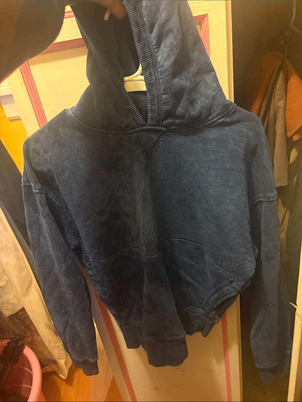 Kids Navy Blue Hooded Pullover Sweatshirt